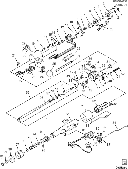 Exploded View For The 1992 Cadillac Eldorado Tilt