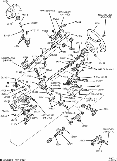 exploded view for the 1998 Ford Explorer tilt | Steering Column Services