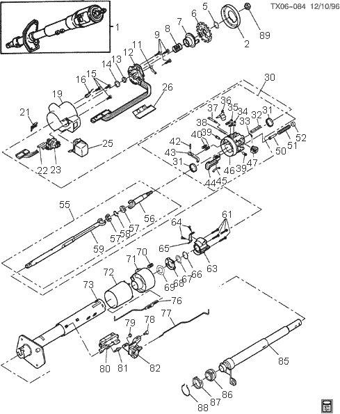 GM Exploded Steering Column View with Legend