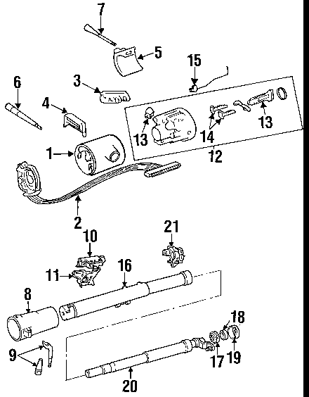 exploded view for the 1990 Jeep XJ-Cherokee tilt | Steering Column Services