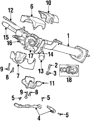 exploded view for the 2001 Dodge Dakota Tilt | Steering Column Services