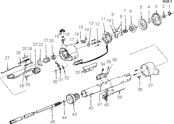 exploded view for the 1984 Chevrolet Cavalier NonTilt Steering