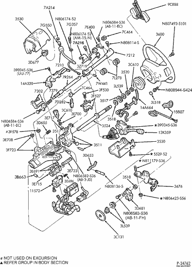 exploded view for the 2004 Ford F250 Non-tilt | Steering ... wiring diagrams for 2000 ford excursion v10 