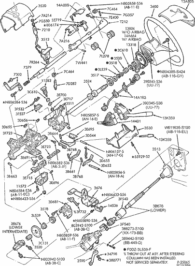 exploded view for the 1992 Ford F 150 tilt | Steering ... 1949 ford turn signal wiring diagram 