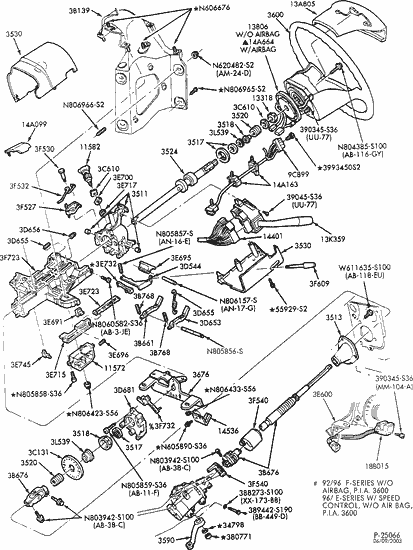 exploded view for the 1992 Ford E250 tilt | Steering ... 1998 ford f 150 steering column wiring diagram 