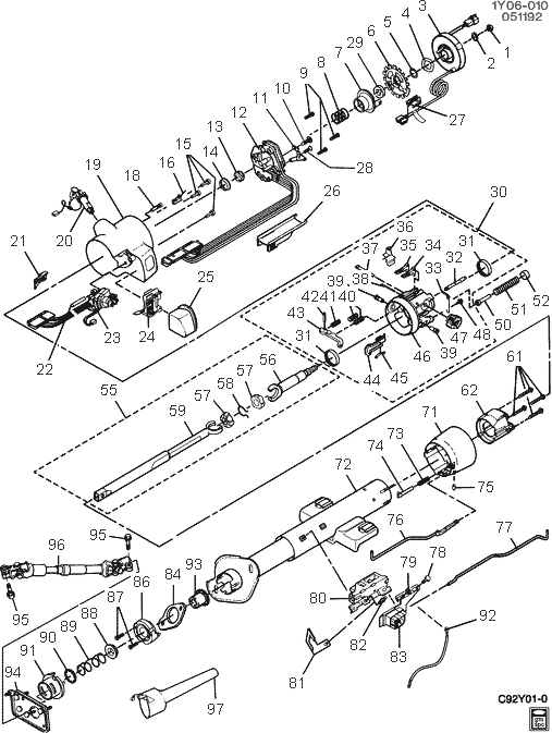 thumbnail image 2 of Reconditioned Steering Column For 91-93 Corvette C4 - Manual Stick With Clock Spring 2 of 6