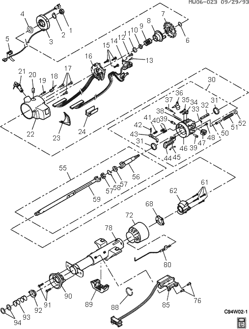 exploded view for the 1997 Chevrolet Lumina Tilt | Steering Column Services