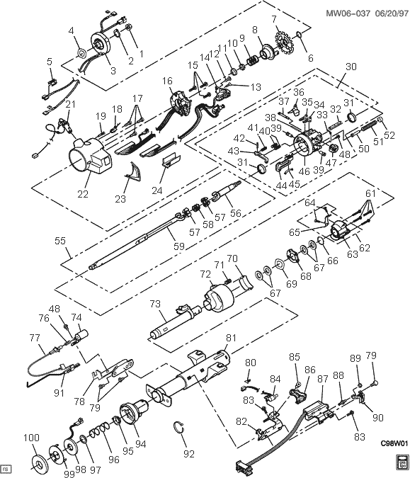 exploded view for the 1999 Chevrolet Lumina Tilt ... 1999 f350 4x4 wiring schematic 