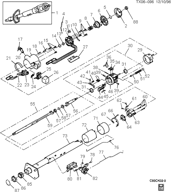 exploded view for the 1994 Chevrolet Pickup Tilt ... 84 cj7 fuse box 