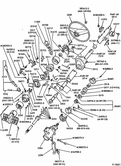 exploded view for the 1982 Ford E250 tilt | Steering ... 1969 dodge truck engine wiring harness digram 