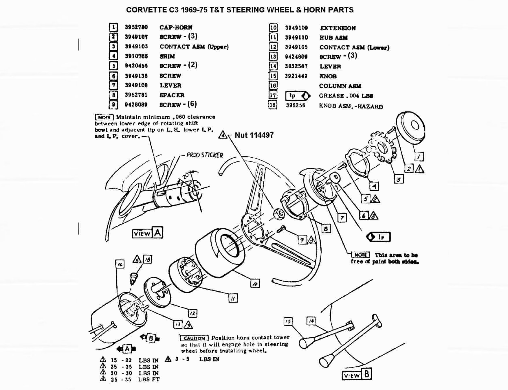 exploded view for the 1973 Chevrolet Corvette Telescopic ... 57 chevy ignition wiring diagram 