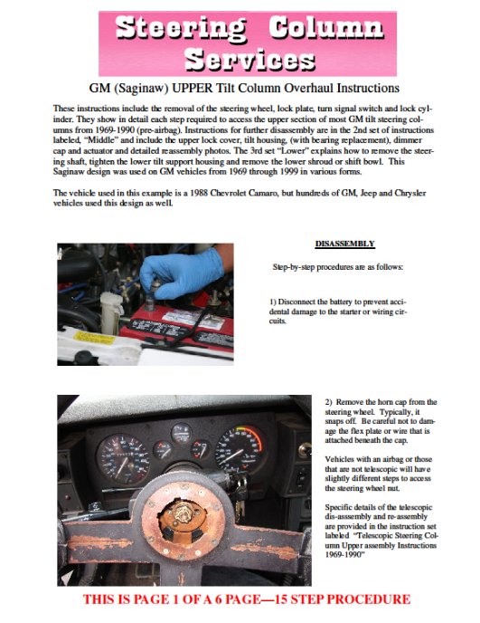 gm, buick, cadillac, chevrolet, oldsmobile, & pontiac GM Tilt Column